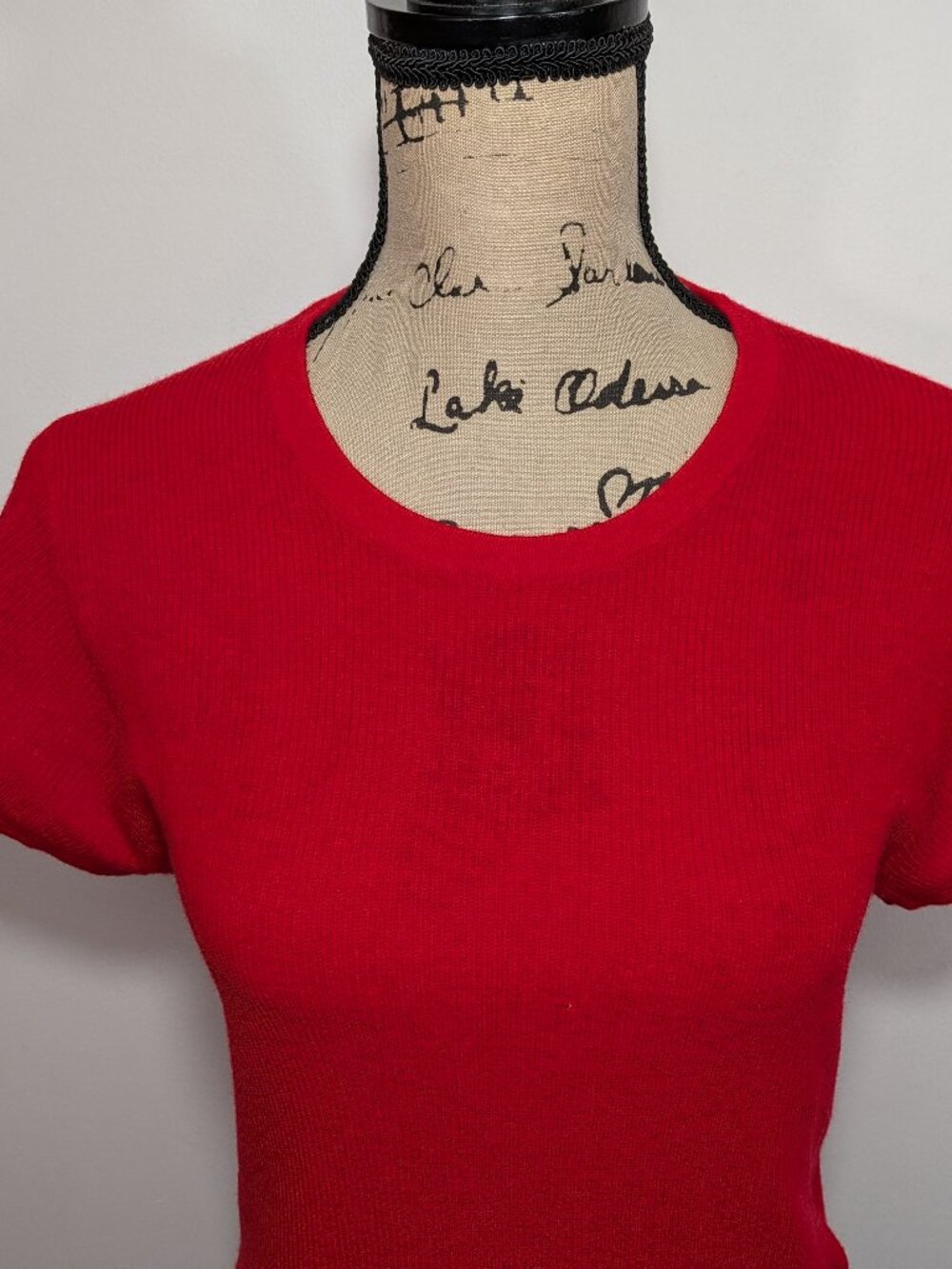 NWT J. CREW 100% Cashmere Short Sleeve Sweater Red Womens size L - Picture 2 of 14